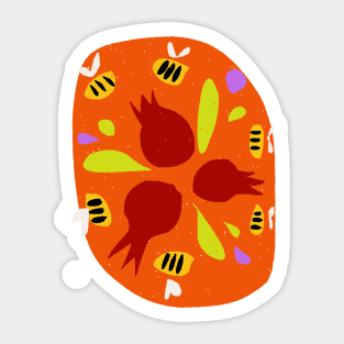 Pomegranates and Bees Sticker